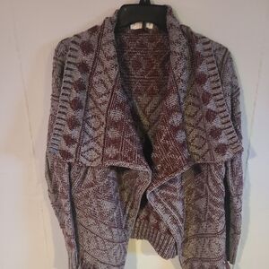 Women's Patterned Sweater - Maroon and Gray